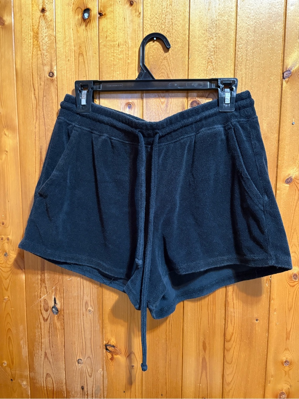 Black Women's Terry Lounge Shorts with Drawstring Medium